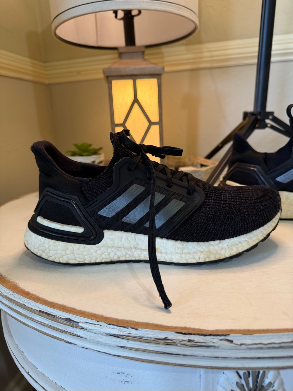adidas Black Knit Running Sneakers with White Boost Midsole